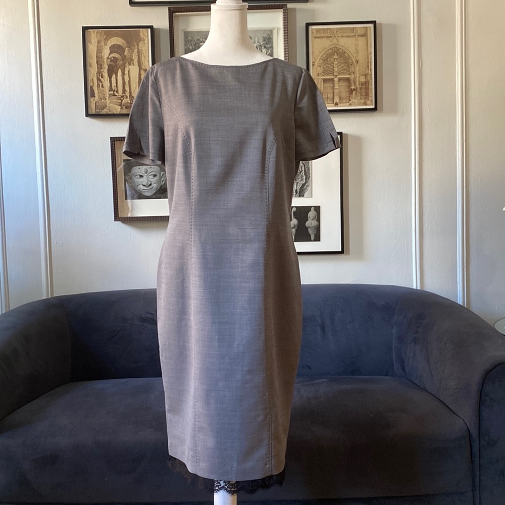 Basler Short Sleeve Gray Sheath Dress, SZ 10